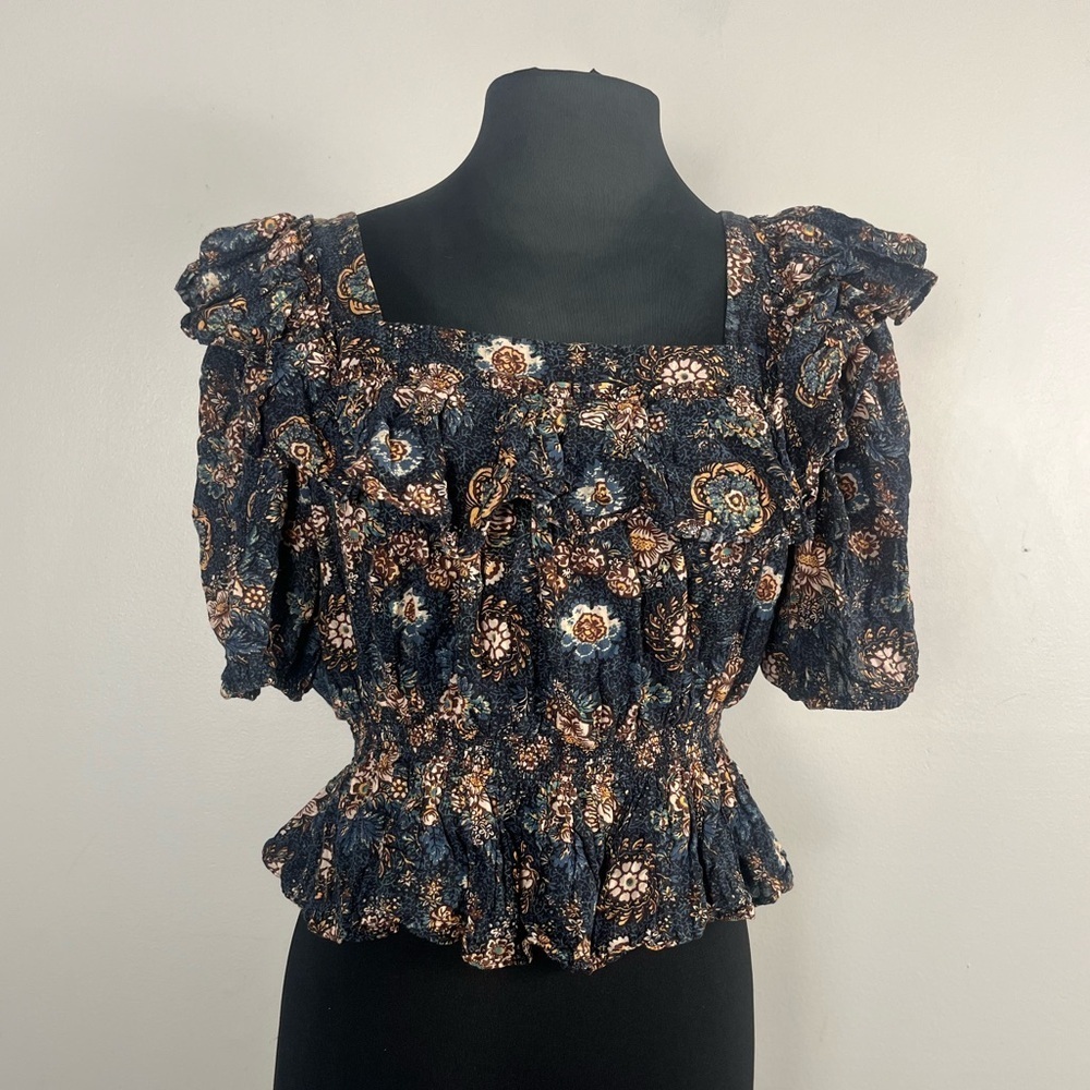 Ulla Johnson Warner Square Neck Ruffle Peplum Cotton Blouse for Women 8 - Picture 2 of 6